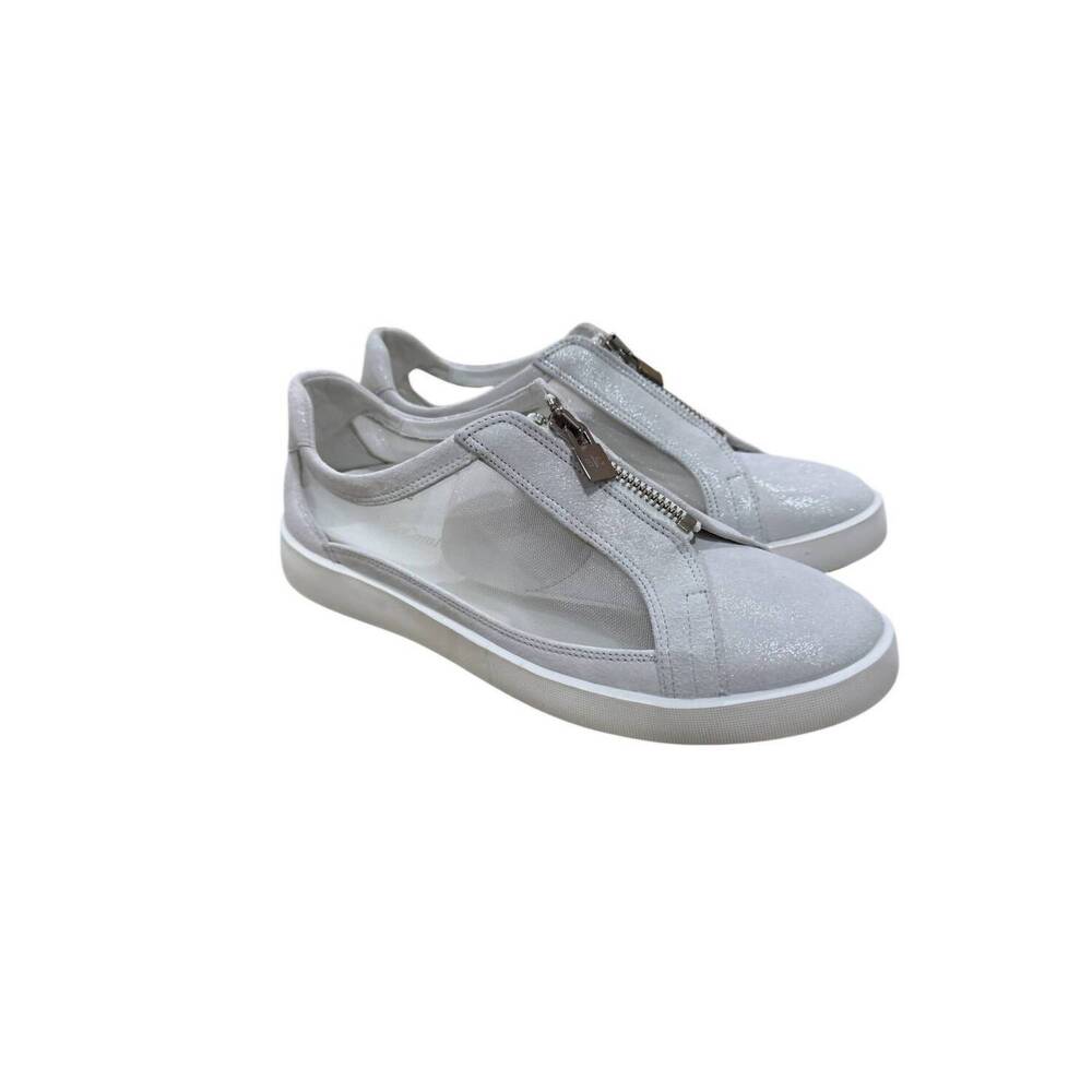 NEW BELLA COMFORTO women's carole zip flat sneaker in white